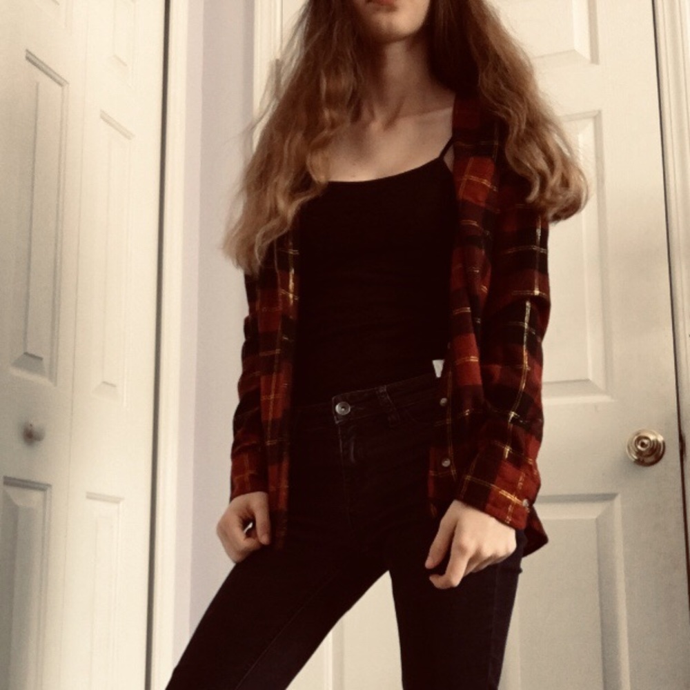 Red, black, and gold flannel